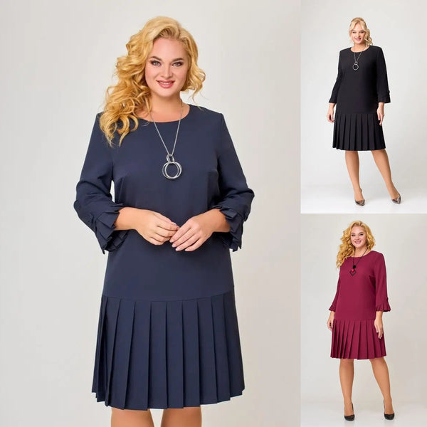 【S-5XL】👗 2024 zimowa nowa wysokiej jakości elegancka sukienka w jednolitym kolorze